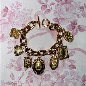 Ben-Amun Gold Charm Bracelet with Intricate Charms 3 photo locket